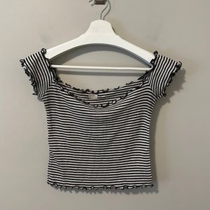 Brandy Melville John Galt Black and White Striped Crop Top